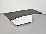 Cube design bordplade i sort linoleum m. sort faset kant og mavebue, 160x80 cm. - 2