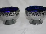 Kandisskåle med blå glas indsats
