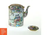 Porcelæns tekande med blomsterdekoration (str. 17 cm) - 4