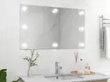 Vægspejl uden ramme med LED-lys rektangulær glas