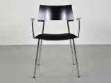 Four design konference-/mødestol i sort, med armlæn