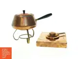 Gammelt messing fondue sæt (str. 20x18,5 og 17 x21 cm) - 2
