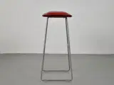 Cappellini barstol med rødt læder på sædet og stel i stål - 4