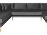 Lido U-Sofa med open end mørkegrå velour højrevendt
