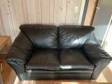 lædersofa 3+2 pers.  Læderstol+skammel. - 2