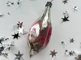Vintage julekugle, stor sølvdråbe m patineret pink - 2