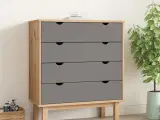 Kommode 76,5x39,5x90 cm massivt fyrretræ brun og grå