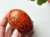 Bemalet æg, koral/sort/guld - 2