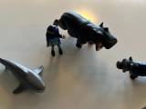 Playmobil, 2 flodheste, 1 haj og 1 mand