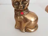 Sparebøsse, messing kat med flush