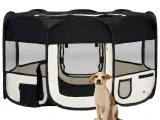 Foldbar hundegård med bæretaske 145x145x61 cm sort