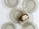 Arcoroc, røgfarvet glas, kagetallerkner, 6 stk samlet
