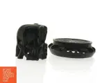 Elefant skulptur i sort sten (str. 8,5 x 9,5 cm) - 3