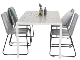 havesæt, m. Break bord (150x90) pg 4 Lindos stole - grå aintwood/hvid alu/grå reb