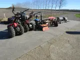3 stk 2-hjuls traktorer med div. redskaber
