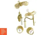 Messing vintage væglamper med retro stofskærme (2 stk) (str. Lampeskærmen 13 cm) - 2