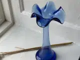 Spinkel flæsevase, blåt glas - 3