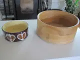 Stor træskål og keramik skål