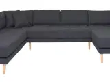 Lido U-Sofa med open end mørkegrå stof højrevendt