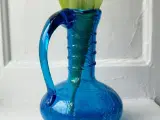 Flaskeformet, blåt krakeleringsglas - 5
