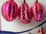 Vintage julekugler, store pink ornamenter, 6 stk samlet - 3