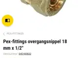 Pex-fittings overgangsnippel 18 mm x 1/2