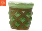 Grøn Glas vase med flettet metal mønster  (str. 9 cm) - 2