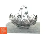 Ornamenteret Sølv kurv med lillatonet glasskål (str. 26 x 16 cm) - 3