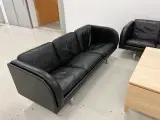 JG3 2x3 Pers.Designer Sofaer i sort primo læder. - 2