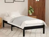 Sengestel 90x200 cm massivt fyrretræ sort