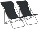 Foldbare strandstole 2 stk. stål og oxfordstof sort