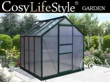 Drivhus polycarbonat 4,78m², 1,9x2,52x2,01m m/sokk