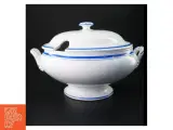 Hvid og blå porcelænssuppe terrin (str. 29 cm) - 2