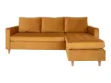 Firenze chaiselong sofa velour, sennepsgul.