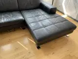 Chaiselong sofa i sort skind - 3