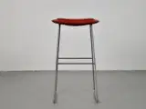 Cappellini barstol med rødt læder på sædet og stel i stål - 3
