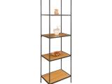 Vita Reol - Reol med sort ramme og 5  egetræslook hylder 51x36x170 cm