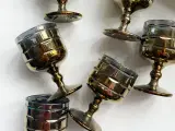 Portvin/shotglas, metalliske, 6 stk samlet, NB - 4