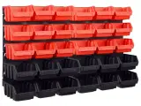 Opbevaringssæt med vægpaneler 32 dele rød og sort