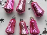 Vintage julekugler, pink klokker, 6 stk samlet - 3