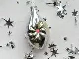 Vintage julekugle, sølvdråbe m swirl - 4