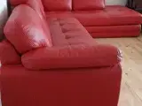 Rød lædersofa /chaiselong - 2
