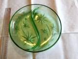 Grønt glas kage fad   (037)