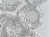 Ottekantede glastallerkner, ruflet underside, 6 stk samlet - 2