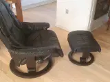 Stressless Ekornes læderstol med skammel
