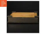 Vintage træ og metal cigaræske (str. 18 x 13,5 cm) - 3