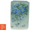 Håndmalet Blomsterdekoreret vase med blå snerler (str. 19 x, 12 x 5 cm) - 2