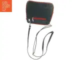 Sort Vintage Læder Crossbody skuldertaske med rød kant (str. 18 x 17 cm) - 2