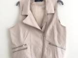 Zay læderlookalike creme vest str M (storpig