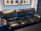Sofa og sofastol sort læder